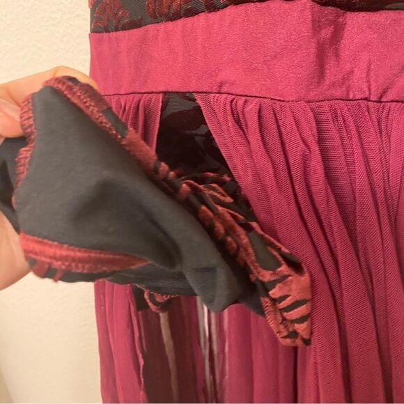 Weissman Dance Costume burgundy velvet burnout maxi dress Silhouettes 11291 MA - Picture 7 of 14